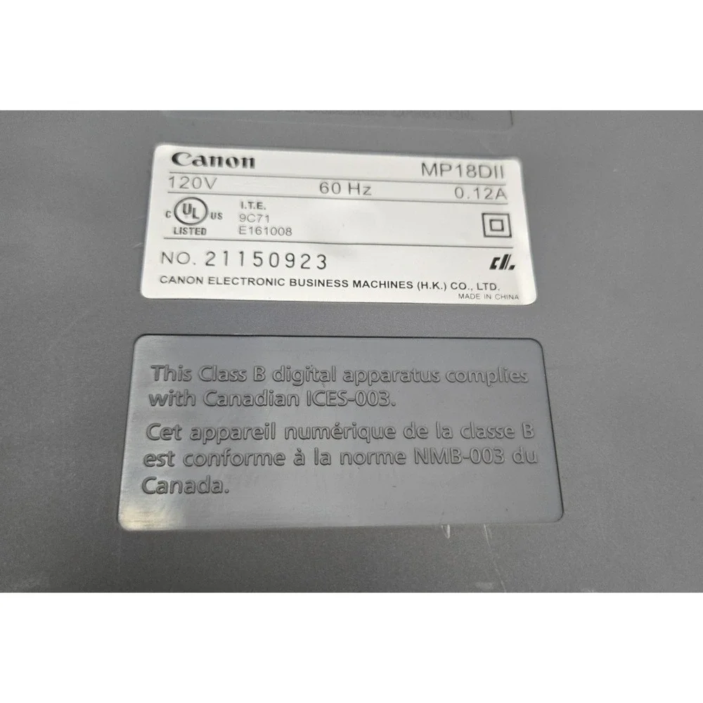 Canon MP18DII Desktop Printing Calculator 12 Digit 2 Color Print Silver Office